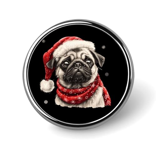 Runde Brosche mit Aufschrift „Weihnachten für Mops, Anstecknadel, Knopf, Revers, Krawatte, Abzeichen, Hut, Kleidung, Zubehör für Männer und Frauen von KWQDOZF