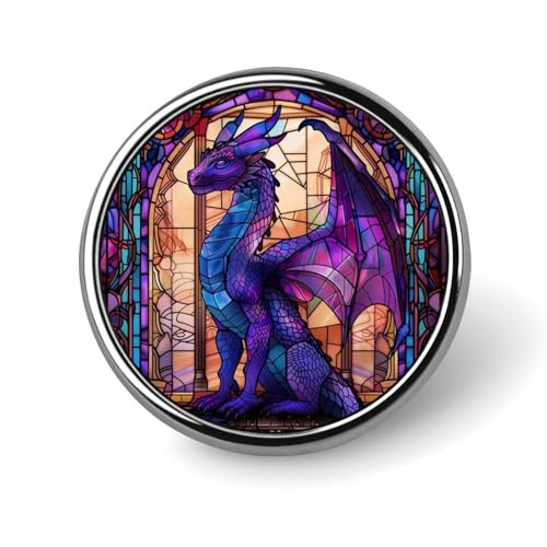 Runde Brosche mit Drache aus Buntglas, Anstecknadel, Revers, Krawattennadel für Damen und Herren, Büroangestellte, Lehrer, Dekoration Runde Brosche mit Drache aus Buntglas, Anstecknadel, Revers, Krawattennadel für Damen und Herren, Büroangestellte, Lehrer, Dekoration von KWQDOZF