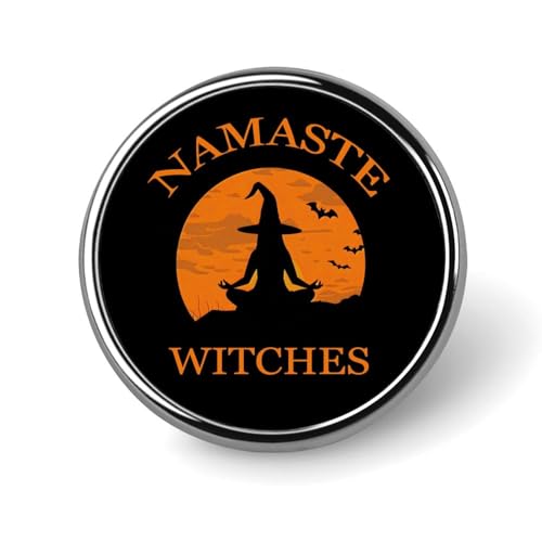 Runde Brosche mit Hexen-Halloween-Motiv, Anstecknadel, Krawattennadel für Frauen und Männer, Büroangestellte, Lehrer, Dekoration Runde Brosche mit Hexen-Halloween-Motiv, Anstecknadel, Krawattennadel für Frauen und Männer, Büroangestellte, Lehrer, Dekoration von KWQDOZF