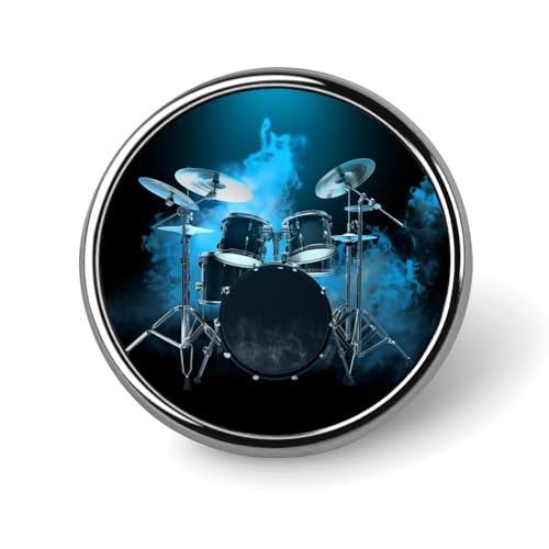 Runde Brosche mit Jazz-Trommel und Rockinstrument, Anstecknadel, Revers, Krawattennadel für Frauen und Männer, Büroangestellte, Lehrer, Dekoration Runde Brosche mit Jazz-Trommel und Rockinstrument, Anstecknadel, Revers, Krawattennadel für Frauen und Männer, Büroangestellte, Lehrer, Dekoration von KWQDOZF