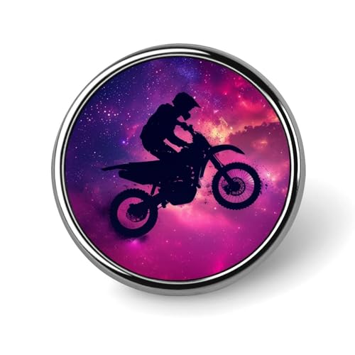 Runde Brosche mit Sternenhimmel und Dirtbike-Motiv, Anstecknadel, Krawattennadel für Damen und Herren, Büroangestellte, Lehrer, Dekoration Runde Brosche mit Sternenhimmel und Dirtbike-Motiv, Anstecknadel, Krawattennadel für Damen und Herren, Büroangestellte, Lehrer, Dekoration von KWQDOZF