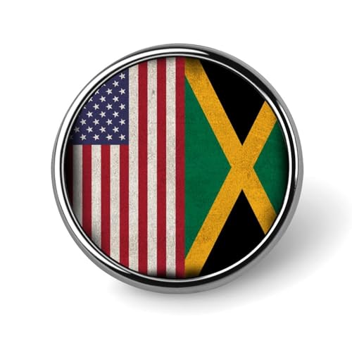 Runde Brosche mit jamaikanischer USA-Flagge, Anstecknadel, Krawattennadel für Frauen und Männer, Büroangestellte, Lehrer, Dekoration Runde Brosche mit jamaikanischer USA-Flagge, Anstecknadel, Krawattennadel für Frauen und Männer, Büroangestellte, Lehrer, Dekoration von KWQDOZF