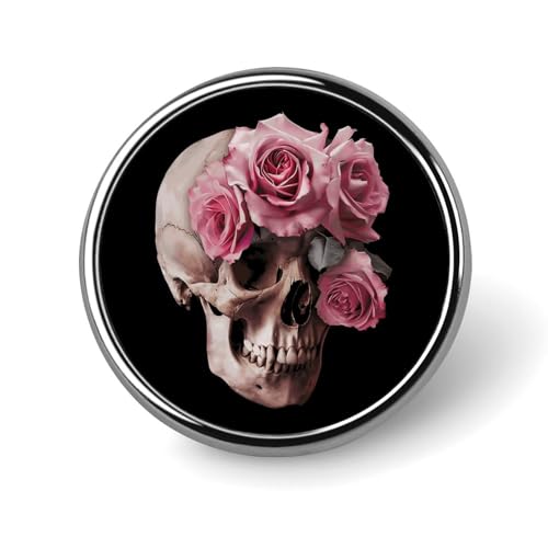Runde Brosche mit realistischem Totenkopf und Rose, Anstecknadel, Revers, Krawattennadel für Damen und Herren, Büroangestellte, Lehrer, Dekoration Runde Brosche mit realistischem Totenkopf und Rose, Anstecknadel, Revers, Krawattennadel für Damen und Herren, Büroangestellte, Lehrer, Dekoration von KWQDOZF