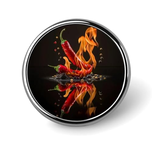 Runde Brosche mit rotem Chili-Pfeffer-Aufdruck, Anstecknadel, Revers, Krawattennadel für Damen und Herren, Büroangestellte, Lehrer, Dekoration Runde Brosche mit rotem Chili-Pfeffer-Aufdruck, Anstecknadel, Revers, Krawattennadel für Damen und Herren, Büroangestellte, Lehrer, Dekoration von KWQDOZF