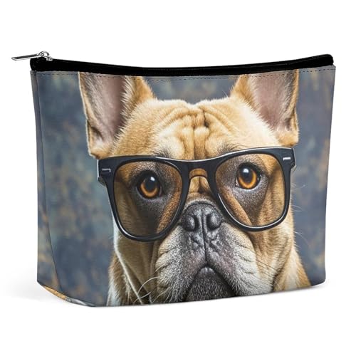 Schminktasche, Make-up-Organizer, Faltbare Kosmetiktasche, französische Bulldogge mit Sonnenbrille, Bedruckte Reise-Schminktasche für Frauen Schminktasche, Make-up-Organizer, Faltbare Kosmetiktasche, französische Bulldogge mit Sonnenbrille, Bedruckte Reise-Schminktasche für Frauen von KWQDOZF