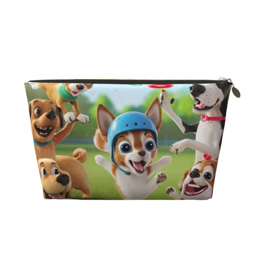 Schminktasche für Damen mit Hundemotiv, Bedruckt, große Kapazität, Reise-Schminktasche, Leder, wasserdicht, Kulturbeutel, Rasierbeutel, Geldbörse von KWQDOZF