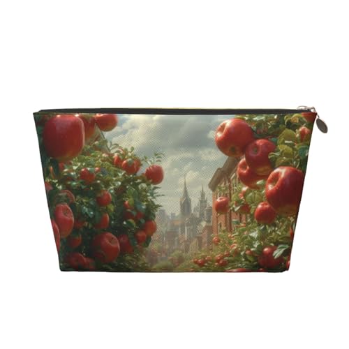 Schöne rote Make-up-Tasche für Damen mit Aufdruck, große Kapazität, Reise-Make-up-Tasche aus Leder, wasserdichte Kulturbeutel, Rasierbeutel, Geldbörse von KWQDOZF