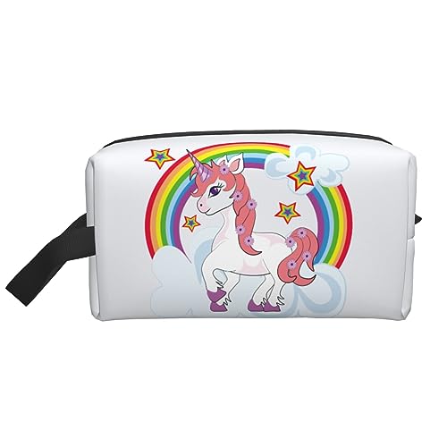Schöner Reise-Kulturbeutel mit Einhorn-Motiv. Schöner Reise-Make-up-Beutel mit Einhorn-Motiv, tragbare Reise-Kosmetiktasche mit großem Fassungsvermögen für Damen und Herren, Reise-Toilettenartikel, Le von KWQDOZF