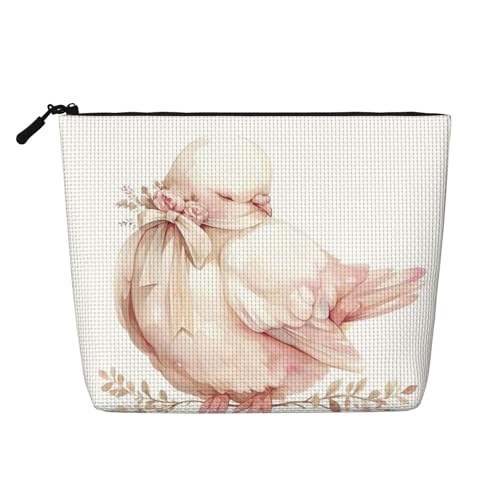 Shy Bird Große Reise-Make-up-Tasche für Damen, wasserdichte, einlagige, tragbare Kosmetiktasche aus Hanfimitat mit Reißverschluss von KWQDOZF