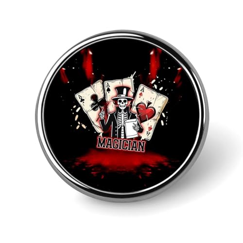 Skeleton Poker Magician Round Brooch Pin Badge Lapel Tie Pin for Women Men Office Worker Teacher Decor Skeleton Poker Magician Round Brooch Pin Badge Lapel Tie Pin for Women Men Office Worker Teacher Decor von KWQDOZF