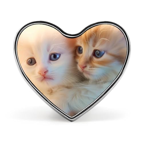 Süße Katzen, lustige Anstecknadeln, Herz-Knopf, Brosche, Abzeichen, Hut, Kleidung, Tasche, Schmuck für Männer und Frauen von KWQDOZF