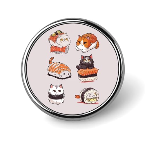 Sushi Kitten Round Brooch Pin Badge Lapel Tie Pin for Women Men Office Worker Teacher Decor Sushi Kitten Round Brooch Pin Badge Lapel Tie Pin for Women Men Office Worker Teacher Decor von KWQDOZF