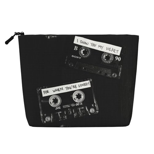 Tape Reise-Make-up-Tasche mit großer Kapazität für Damen, wasserdichte, einlagige, tragbare Kosmetiktasche aus Hanfimitat mit Reißverschluss von KWQDOZF