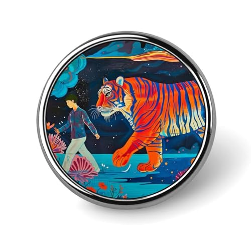 Tiger FlowerRound Brosche Anstecknadel Anstecker Revers Krawattennadel für Frauen Männer Büroangestellte Lehrer Dekor Tiger FlowerRound Brosche Anstecknadel Anstecker Revers Krawattennadel für Frauen Männer Büroangestellte Lehrer Dekor von KWQDOZF