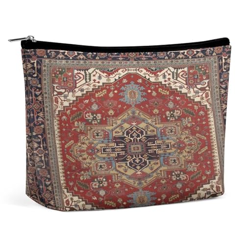 Tragbare Kosmetiktasche im Retro-Boho-Stil mit rustikalem mediterranem Feuerblumenmuster und Bandana, multifunktionale Aufbewahrungstasche, PU-Make-up-Tasche, Schreibwaren-Organizer mit Reißverschluss Tragbare Kosmetiktasche im Retro-Boho-Stil mit rustikalem mediterranem Feuerblumenmuster und Bandana, multifunktionale Aufbewahrungstasche, PU-Make-up-Tasche, Schreibwaren-Organizer mit Reißverschluss von KWQDOZF