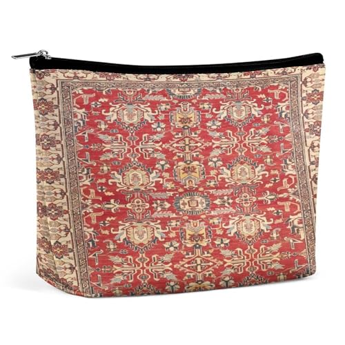 Tragbare Kosmetiktasche im Retro-Boho-Stil mit rustikalem mediterranem Feuerblumenmuster und Bandana, multifunktionale Aufbewahrungstasche, PU-Make-up-Tasche, Schreibwaren-Organizer mit Reißverschluss Tragbare Kosmetiktasche im Retro-Boho-Stil mit rustikalem mediterranem Feuerblumenmuster und Bandana, multifunktionale Aufbewahrungstasche, PU-Make-up-Tasche, Schreibwaren-Organizer mit Reißverschluss von KWQDOZF