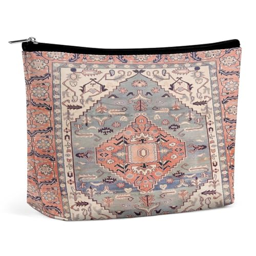 Tragbare Kosmetiktasche im Retro-Boho-Stil mit rustikalem mediterranem Feuerblumenmuster und Bandana-Motiv, multifunktionale Aufbewahrungstasche, PU-Make-up-Tasche, Schreibwaren-Organizer mit Reißvers Tragbare Kosmetiktasche im Retro-Boho-Stil mit rustikalem mediterranem Feuerblumenmuster und Bandana-Motiv, multifunktionale Aufbewahrungstasche, PU-Make-up-Tasche, Schreibwaren-Organizer mit Reißvers von KWQDOZF