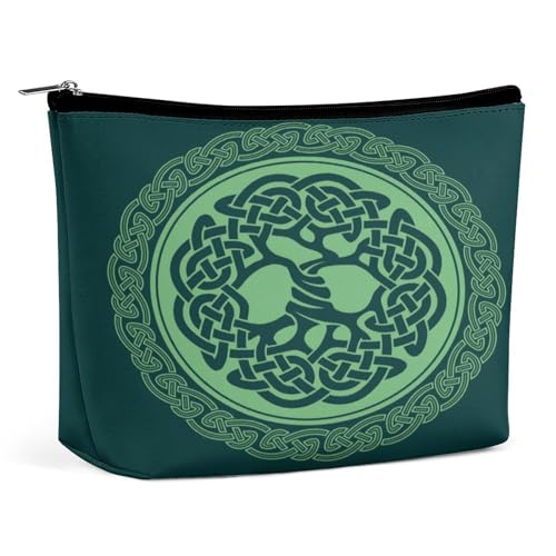 Tragbare Kosmetiktasche mit heidnischem keltischem Knoten und Wikinger-Motiv, nordische Mythologie, multifunktionale Aufbewahrungstasche, PU-Make-up-Tasche, Schreibwaren-Organizer mit Reißverschluss f von KWQDOZF