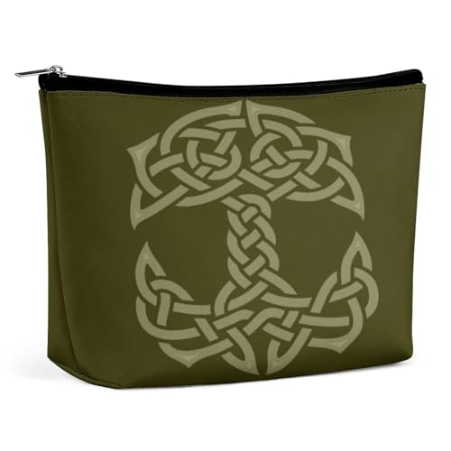 Tragbare Kosmetiktasche mit heidnischem keltischem Knoten und Wikinger-Motiv, nordische Mythologie, multifunktionale Aufbewahrungstasche, PU-Make-up-Tasche, Schreibwaren-Organizer mit Reißverschluss f von KWQDOZF