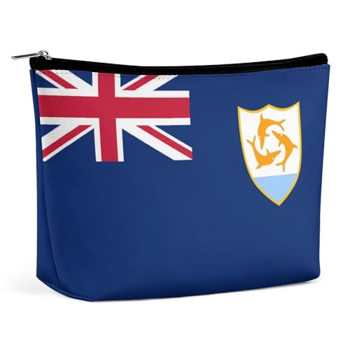 Tragbare Make-up-Tasche mit Anguilla-Flagge für die Handtasche, wasserdichte Kosmetiktasche, Reise-Organizer für Mädchen von KWQDOZF