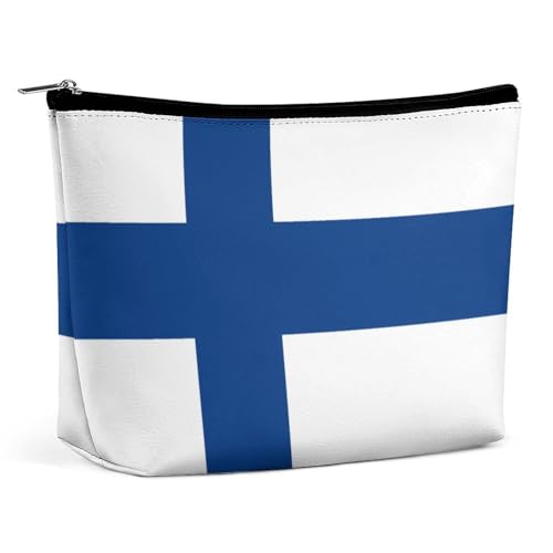 Tragbare Make-up-Tasche mit Finnland-Flagge, leicht, wasserdicht, Reise-Kosmetiktasche für Geldbörsen und Damen von KWQDOZF