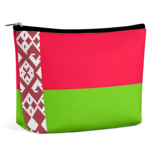 Tragbare Make-up-Tasche mit Flagge von Belarus für die Handtasche, wasserdichte Kosmetiktasche, Reise-Organizer für Mädchen von KWQDOZF