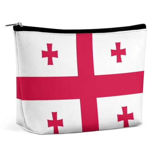 Tragbare Make-up-Tasche mit Flagge von Georgia, leicht, wasserdicht, Reise-Kosmetiktasche für Geldbörsen und Damen von KWQDOZF