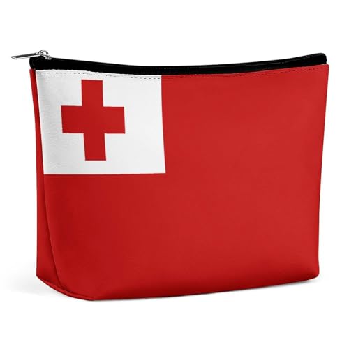 Tragbare Make-up-Tasche mit Flagge von Tonga, mit Reißverschluss, Kosmetiktasche, Organizer für Frauen und Mädchen von KWQDOZF