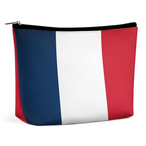 Tragbare Make-up-Tasche mit Frankreich-Flagge, leicht, wasserdicht, Reise-Kosmetiktasche für Geldbörsen und Damen von KWQDOZF