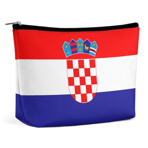 Tragbare Make-up-Tasche mit Kroatien-Flagge, leicht, wasserdicht, Reise-Kosmetiktasche für Geldbörsen und Damen von KWQDOZF