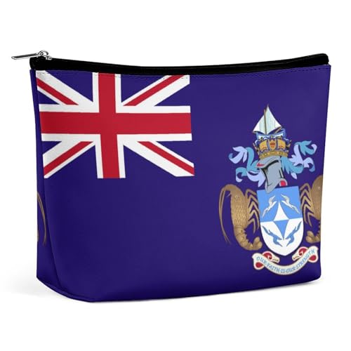 Tragbare Make-up-Tasche mit Reißverschluss und Tristan Da Cunha-Flagge, Kosmetiktasche, Organizer für Frauen und Mädchen von KWQDOZF
