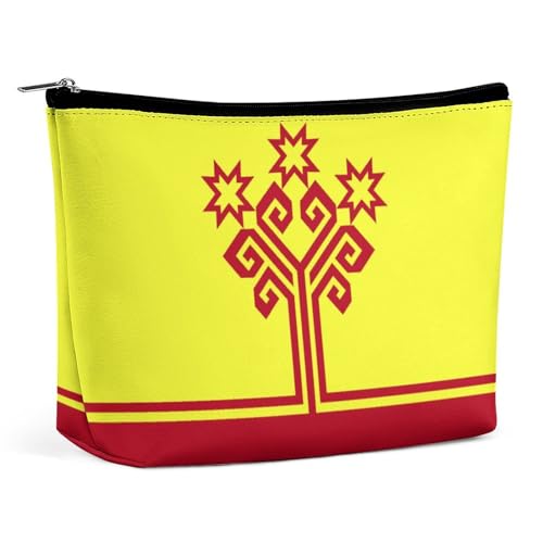 Tragbare Make-up-Tasche mit Tschuwaschien-Flagge, leicht, wasserdicht, Reise-Kosmetiktasche für Geldbörsen und Damen von KWQDOZF