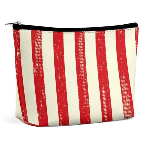 Tragbare Reise-Make-up-Tasche, Wasserabweisende kleine Kosmetiktaschen mit amerikanischer Grunge-Flagge, Kulturbeutel aus PU-Leder mit großem Fassungsvermögen und Reißverschluss für Damen Tragbare Reise-Make-up-Tasche, Wasserabweisende kleine Kosmetiktaschen mit amerikanischer Grunge-Flagge, Kulturbeutel aus PU-Leder mit großem Fassungsvermögen und Reißverschluss für Damen von KWQDOZF