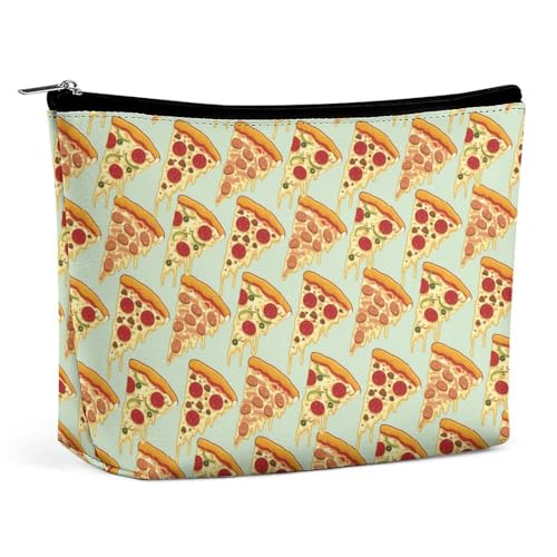 Trapezförmige Kosmetiktasche für Damen, Reißverschluss, Make-up-Tasche, tragbarer Organizer, Pizza-Kulturbeutel, Kosmetiktasche von KWQDOZF
