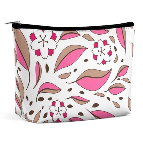 Trapezförmige Kosmetiktasche für Damen mit Reißverschluss, Make-up-Tasche, tragbarer Organizer, Kirschblüten-Kulturbeutel, Kosmetiktasche von KWQDOZF