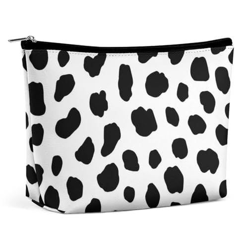 Trapezförmige Kosmetiktasche für Damen mit Reißverschluss, Make-up-Tasche, tragbarer Organizer, Kulturbeutel mit Dalmatiner-Hundehaut von KWQDOZF