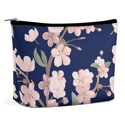 Trapezförmige Kosmetiktasche für Damen mit Reißverschluss, Make-up-Tasche, tragbarer Organizer, Kulturbeutel mit Kirschblumenmuster von KWQDOZF
