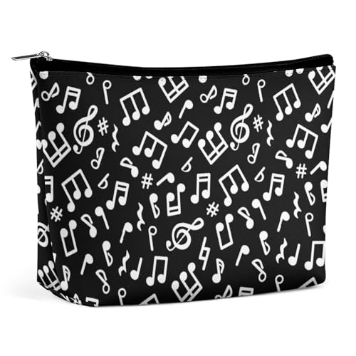 Trapezförmige Kosmetiktasche für Damen mit Reißverschluss, Make-up-Tasche, tragbarer Organizer, Musiknote, Kulturbeutel, Kosmetiktasche von KWQDOZF
