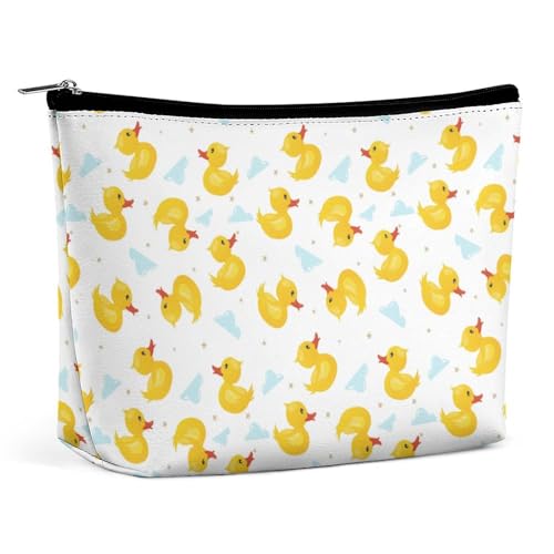 Trapezförmige Kosmetiktasche für Damen mit Reißverschluss, Make-up-Tasche, tragbarer Organizer, süßes Enten-Cartoon-Kulturbeutel, Kosmetiktasche von KWQDOZF