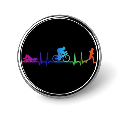 Triathlon-Herzschlag, runde Anstecknadel, Krawattennadel, Button, Brosche, Anstecknadel, Hut, Kleidungszubehör für Männer und Frauen Triathlon-Herzschlag, runde Anstecknadel, Krawattennadel, Button, Brosche, Anstecknadel, Hut, Kleidungszubehör für Männer und Frauen von KWQDOZF