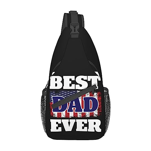 Umhängetasche mit amerikanischer Flagge, „Best Dad Ever, kleine Brusttasche, Tagesrucksack, Gürteltasche, Umhängetasche zum Wandern, Reisen im Freien von KWQDOZF