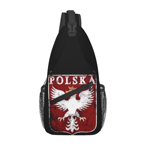 Verstellbarer Sling-Rucksack mit polnischer Flagge und Adler – Lässige Umhängetasche für Reisen, Fitnessstudio und den täglichen Gebrauch von KWQDOZF