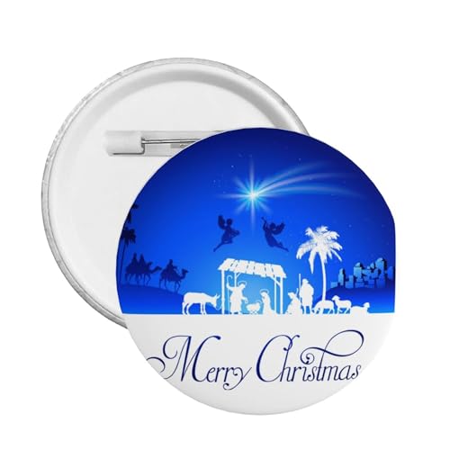 Weihnachten Christian Krippe Szene Pins Runde Brosche Button Abzeichen Aufkleber Zeichen Metall Pin von KWQDOZF