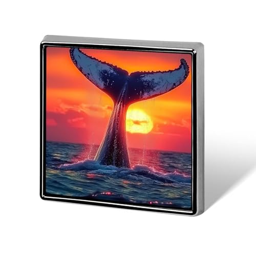 Whale Tail Sunset Brosche Pins 0,7" Metallabzeichen Schmuck Dekor für Kleidung Laple Krawatte Rucksack Zubehör von KWQDOZF