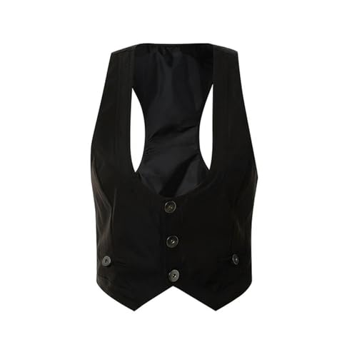 KWTF Gothic Retro Button Down Fit Jacke Weste Solide Ästhetische Vintage Slim Tank Tops Ärmellose Weste im Punk-Stil KWTF Gothic Retro Button Down Fit Jacke Weste Solide Ästhetische Vintage Slim Tank Tops Ärmellose Weste im Punk-Stil von KWTF