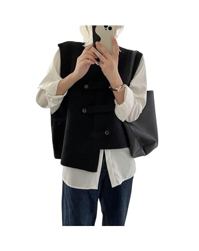 KWTF Koreanische Mode Elegante Unregelmäßige Weste Gestrickte Vintage Frauen Herbst Winter Pullover Westen von KWTF
