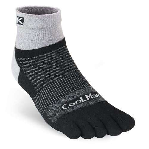 KWUKOTY 3-Paar Gepolsterte Kompressions Lauf Zehensocken Quarter | Coolmax Lycra | Grau Herren Damen Größe 43-47 von KWUKOTY