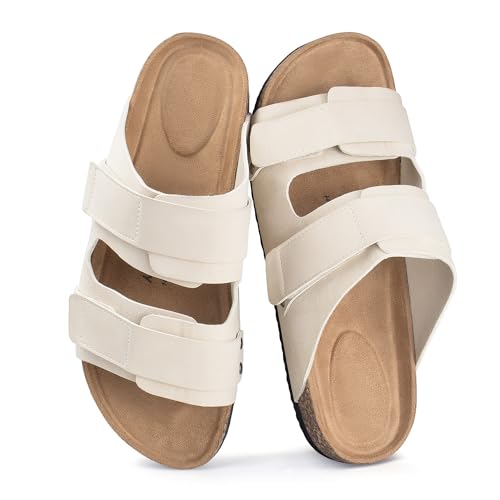 Pantoletten Damen Sandalen mit Kork-Fußbett – Slip‑On mit Fußgewölbeunterstützung, Verstellbaren Riemen & Gepolsterter EVA-Sohle Beige Größe 40 Pantoletten Damen Sandalen mit Kork-Fußbett – Slip‑On mit Fußgewölbeunterstützung, Verstellbaren Riemen & Gepolsterter EVA-Sohle Beige Größe 40 von KWUKOTY