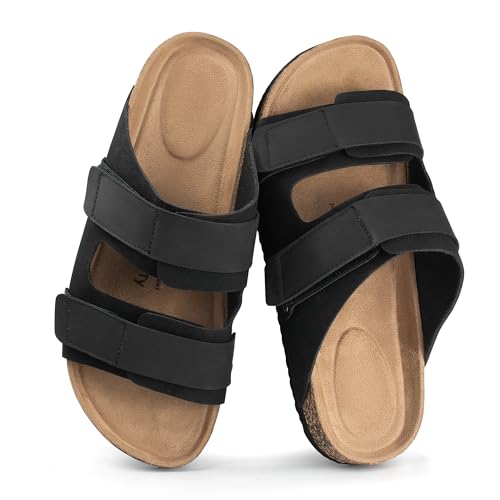 Pantoletten Damen Sandalen mit Kork-Fußbett – Slip‑On mit Fußgewölbeunterstützung, Verstellbaren Riemen & Gepolsterter EVA-Sohle Schwarz Größe 40 Pantoletten Damen Sandalen mit Kork-Fußbett – Slip‑On mit Fußgewölbeunterstützung, Verstellbaren Riemen & Gepolsterter EVA-Sohle Schwarz Größe 40 von KWUKOTY