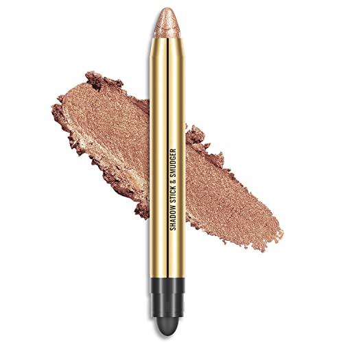 Schimmer-Lidschatten-Sticks für die Augen, KQueenest Augenaufheller-Stick mit doppeltem Endpinsel Metallic Lidschatten Stift Buntstifte Smudger Pink Golden Cream Lidschatten für Frauen von KXAMELIE